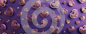 Abstract paper cut hearts, template for Valentine\'s day holiday. Romantic background