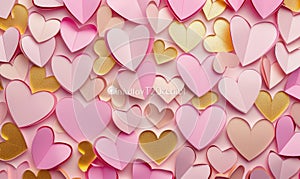 Abstract paper cut hearts, template for Valentine\'s day holiday. Romantic background