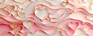 Abstract paper cut hearts, template for Valentine\'s day holiday. Romantic background