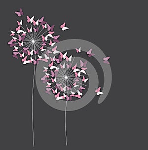 Abstract Paper Cut Out Butterfly Flower Background. Vector Illustration