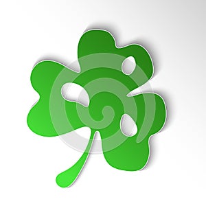 Abstract Paper cut slyle fhree-leafed clover on white background. St. Patrick`s day,, Saint, Patrick, holiday, nature, good luck,