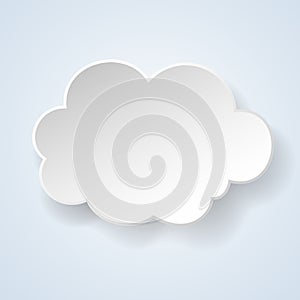 Abstract paper speech bubble in the form of a cloud on light blu