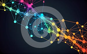 Abstract particle background with interconnected web network nodes for data visuals