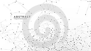 Abstract particle background. Nodes connected in web. Mess network or internet. Atomic and molecular pattern. Vector illustration