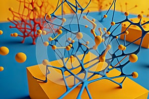 Abstract particle connection network background.