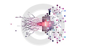 Abstract Particle Explosion Digital Data Network Burst Vector, vector design Generative AI