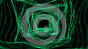 Abstract particle flow in cyberspace. Futuristic 3D portal. Digital technology web flow. Big data visualization. 3d