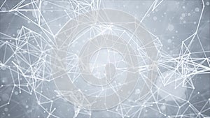 Abstract particle Loop background. Mess network. Nodes connected