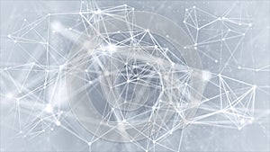 Abstract particle Loop background. Mess network. Nodes connected