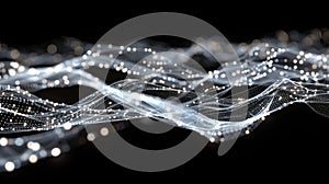 Abstract Particle Wave: Futuristic Tech, Data Stream, Digital Network