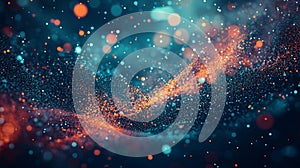 Abstract particle wave with glowing dots and bokeh effect