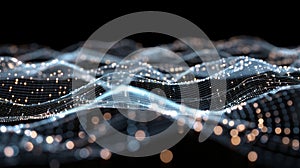 Abstract Particle Waveform Background, Glowing Data Stream Technology, Digital Network
