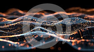 Abstract Particle Waves Background, Dynamic Data Visualization, Network Connection