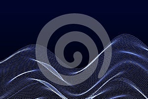 Abstract particle waving technology. Abstract waves, moving points, particle flow, big data background design.