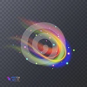 Colorful Light, neon effect. abstract particles. Vector Magic sparkle transparent neon effect on dark background