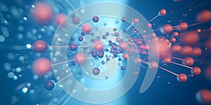 Abstract particles in motion with dynamic blue background photo