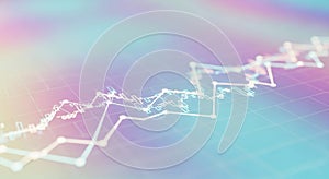 Abstract pastel background with glowing line graph for data visualization