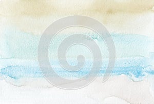 Abstract pastel beige and blue watercolor background texture, hand painted. Artistic light colors liquid backdrop, stains on paper