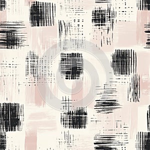 Abstract Pastel and Black Brushstroke Pattern - Modern Art Textured Background.