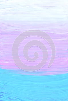 Abstract pastel blue, pink and white textured background. Light gradient backdrop. Brush strokes on paper.