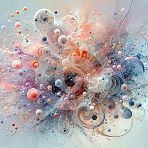 Abstract pastel explosive bubbles fractals