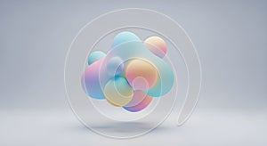Abstract pastel gradient blobs floating on a light grey background
