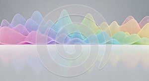 Abstract Pastel Gradient Waveforms on Reflective Surface
