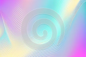 Abstract pastel iridescent shiny holographic background, futuristic and retrowave style