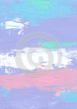Abstract pastel purple, blue, green, pink, white background painting. Light colors texture