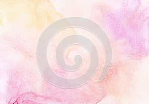 Abstract pastel yellow and pink watercolor background texture, hand painted.