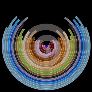 Abstract pastels circles lines arranged as rainbow spectrum