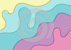 Abstract pastels color paper cut style background. Realistic 3d layered smooth bending objects