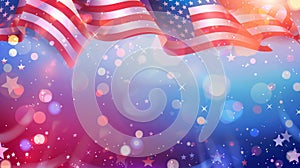 Abstract patriotic red white and blue glitter sparkle explosion background for celebrations, voting, July fireworks