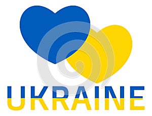 Abstract patriotic Ukrainian flag with love symbol. Blue and yellow peace conceptual idea in the form of two hearts
