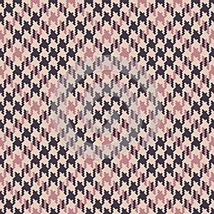 Abstract pattern for autumn winter in brown, pink, beige. Seamless diagonal houndstooth tweed tartan check plaid for dress, coat.