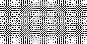 Abstract pattern background, vector curve line maze and geometric seamless circles. Black and white curved circle lines grind