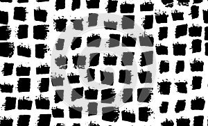 Abstract pattern with black ink brush squares