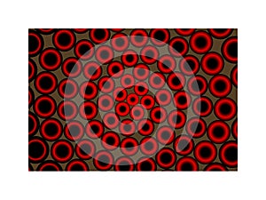 Abstract pattern of black-and-red glowing circles