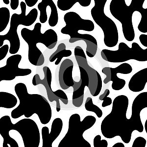 Abstract pattern of black spots on a white background.A mottled pattern of ovals and curves.Abstract style