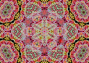 Abstract pattern of bright multicolored threads with 3D effect