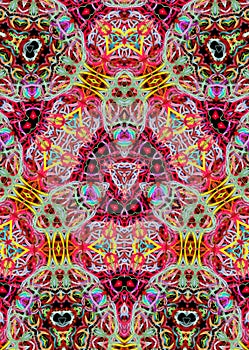 Abstract pattern of bright multicolored threads with 3D effect