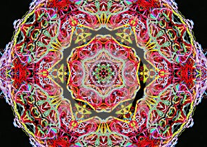 Abstract pattern of bright multicolored threads with 3D effect