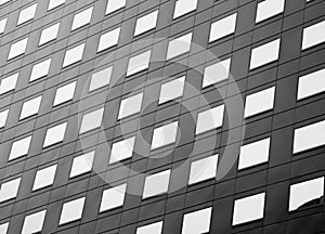 Abstract pattern of building windows in black and white