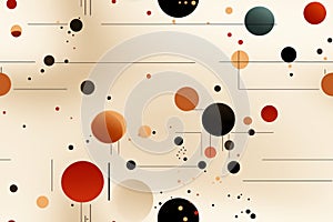 an abstract pattern of circles and lines on a beige background