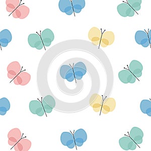 Abstract  pattern with colourful butterflies  on bright   background. photo