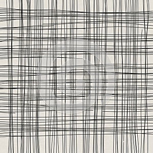 An abstract pattern composed of intersecting black lines on a white background