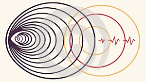 Abstract pattern of concentric circles with lines and points geometric vector design Generative AI