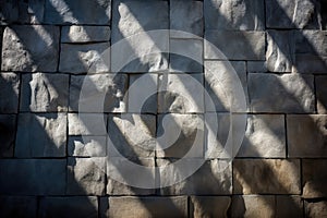 abstract pattern created by shadows and light on a rough stone wall
