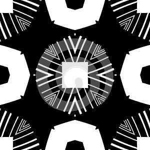 Abstract pattern with decorative geometric  elements. Black and white ornament. Modern stylish texture repeating. Great for