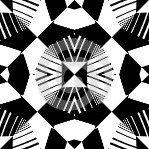 Abstract pattern with decorative geometric elements. Black and white ornament. Modern stylish texture repeating. Great for
